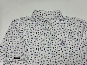 Straight Down Golf Polo White Size Small Performance All Over Print